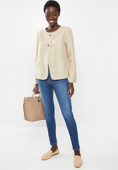 edit - Boxy button melton jacket - beige 