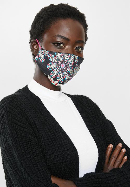 Superbalist - Pattern and plain mask 2 pack - multi & red