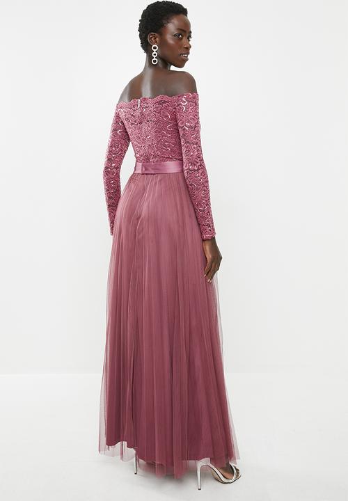 MILLA - Lace bardot maxi dress - rose