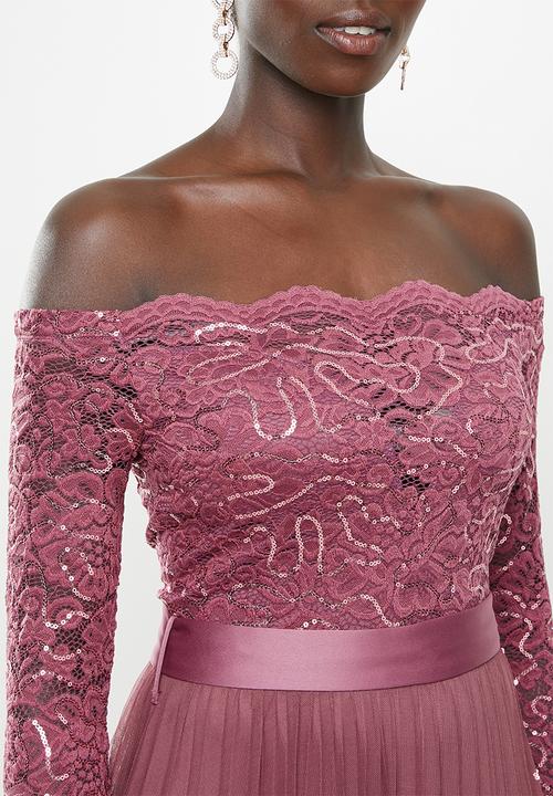 MILLA - Lace bardot maxi dress - rose