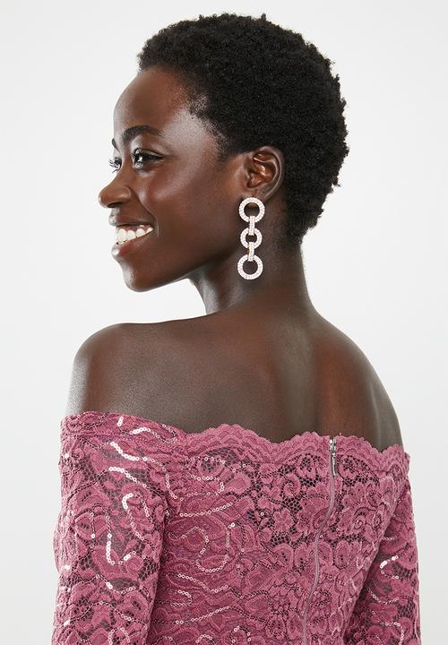 MILLA - Lace bardot maxi dress - rose