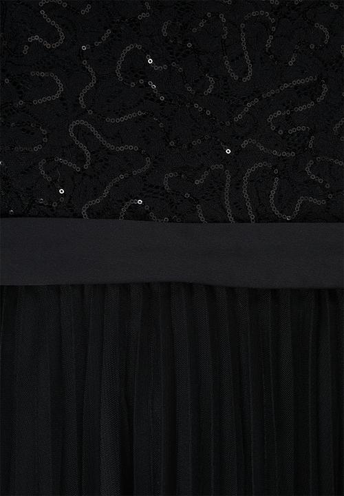 MILLA - Lace bardot maxi dress-black