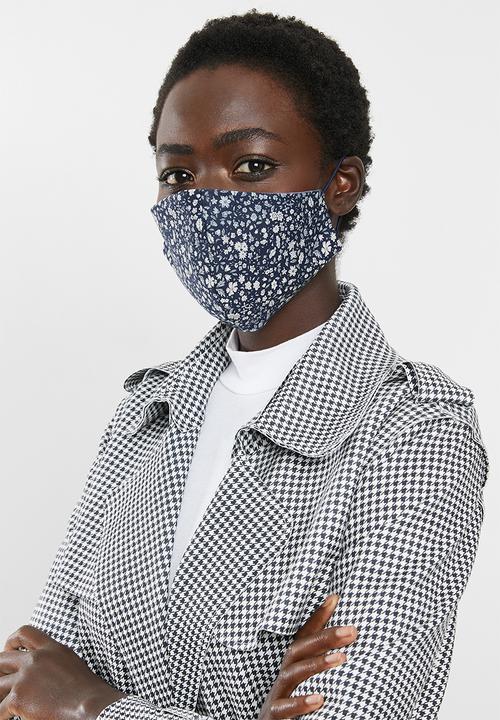 Superbalist - Pattern and plain mask 2 pack - floral/navy