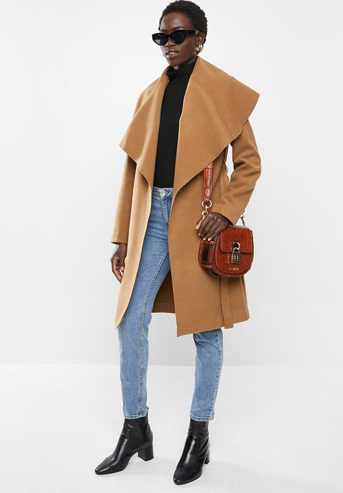 MILLA - Shawl collar coat - tan