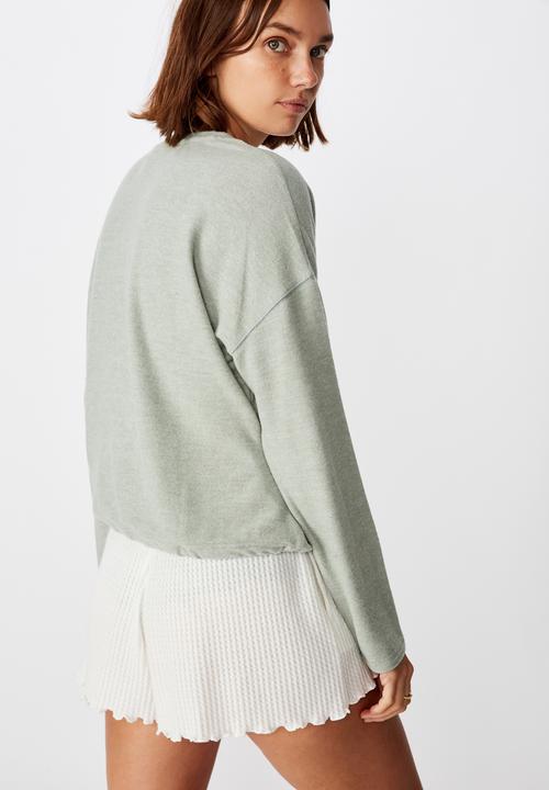 Cotton On - Super soft draw cord crew - green 