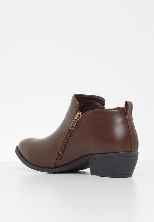 Jada - Side zip bootie - dark brown
