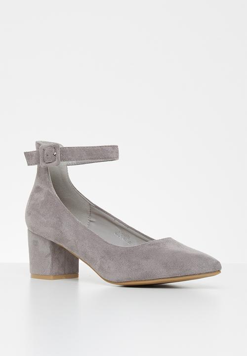 suede grey heels