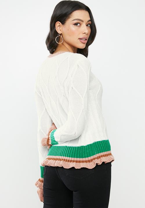Glamorous - Frill detail jumper - white