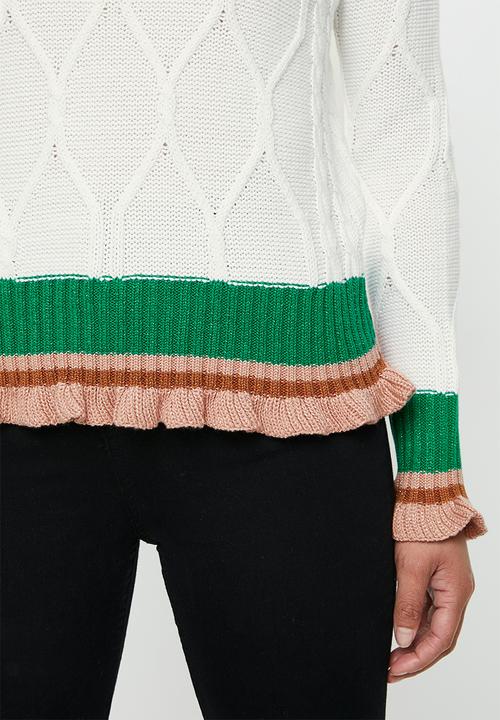 Glamorous - Frill detail jumper - white