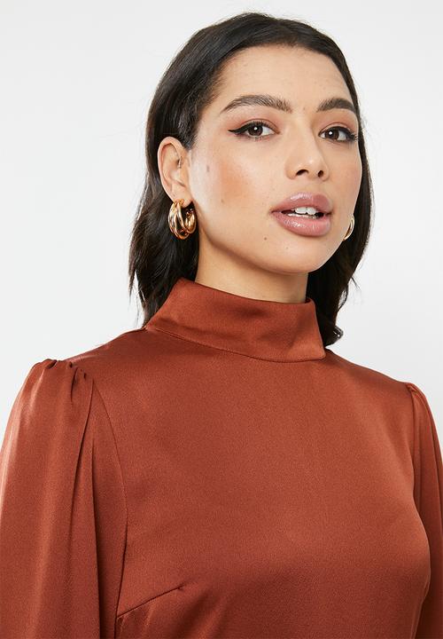 Glamorous - High neck peplum - rust