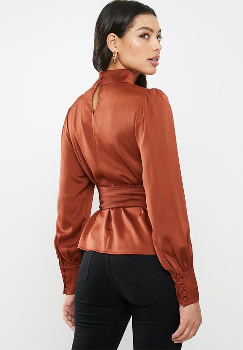 Glamorous - High neck peplum - rust
