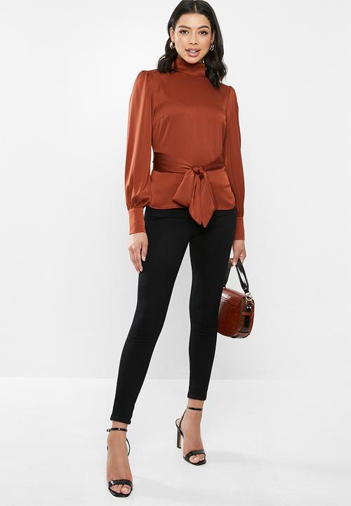 Glamorous - High neck peplum - rust