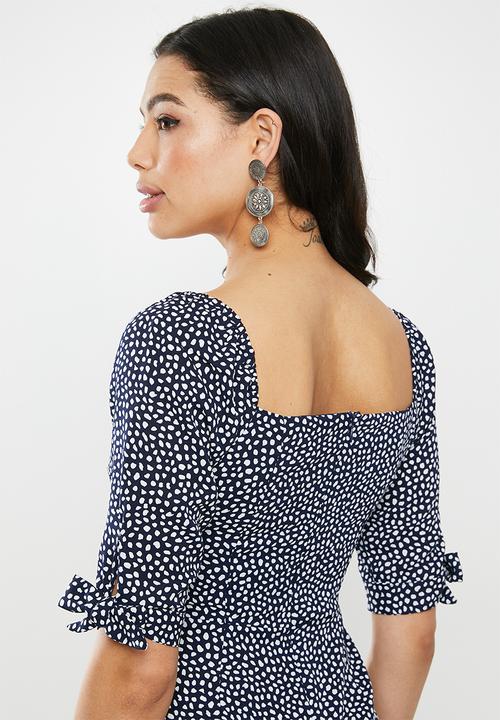 Glamorous - Navy dalmation spot tunic - navy & white 