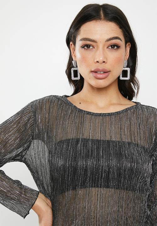 Glamorous - Mesh blouse - silver & black 