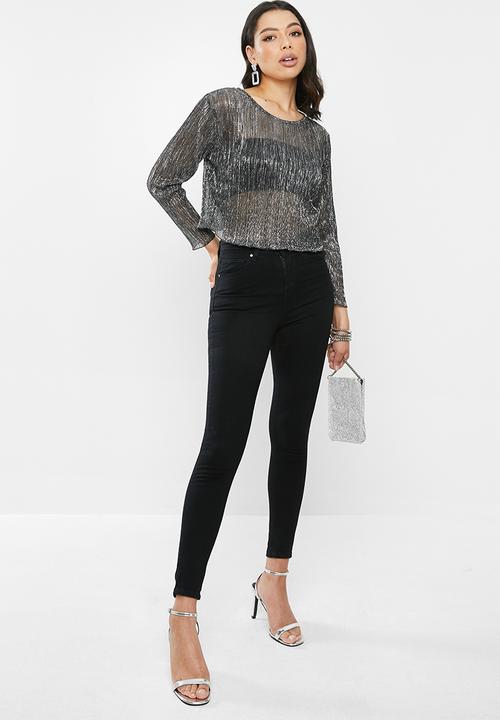 Glamorous - Mesh blouse - silver & black 