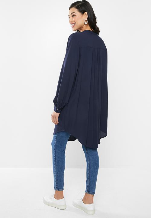 edit - Mandarin viscose tunic - navy