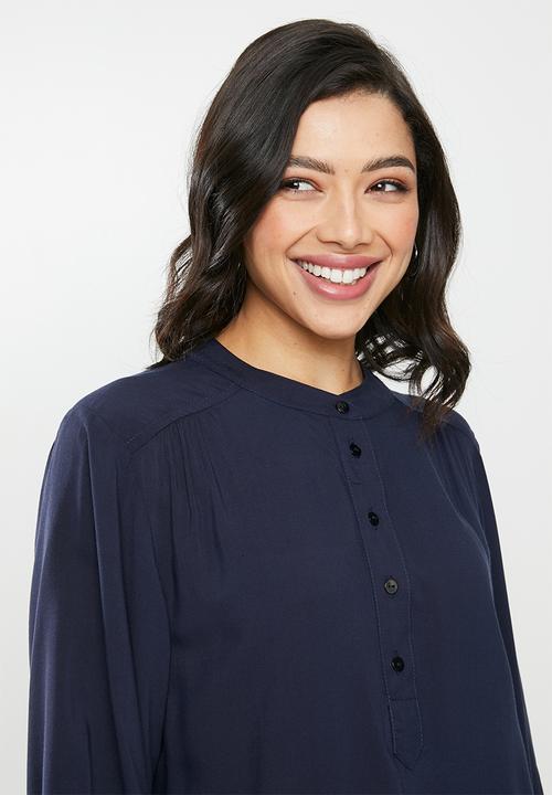 edit - Mandarin viscose tunic - navy