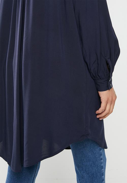 edit - Mandarin viscose tunic - navy