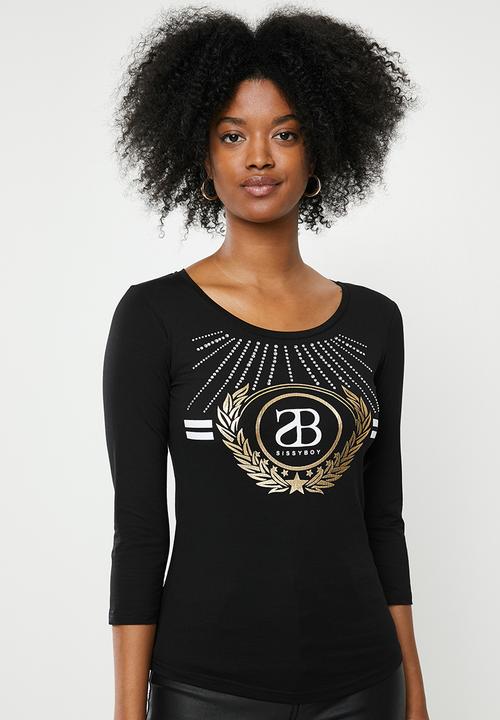 SISSY BOY - All over bling logo tee - black