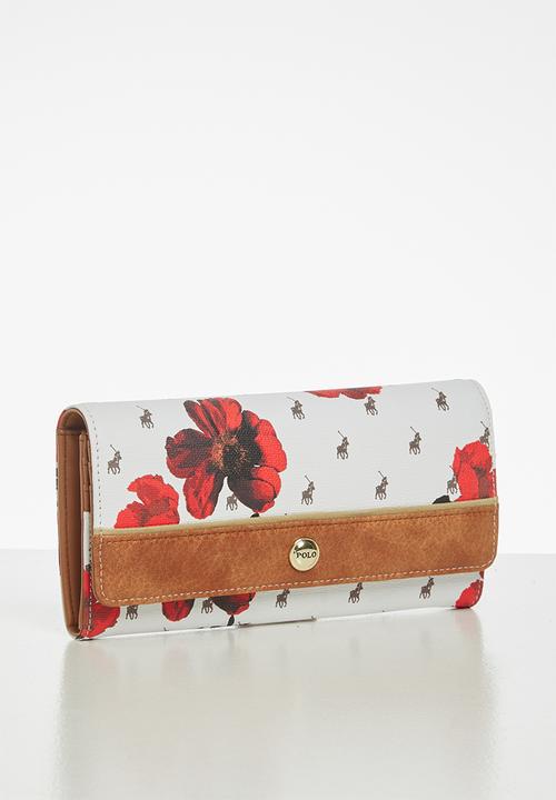POLO - Floral heritage clutch purse - white & brown