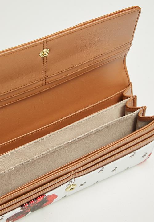 POLO - Floral heritage clutch purse - white & brown
