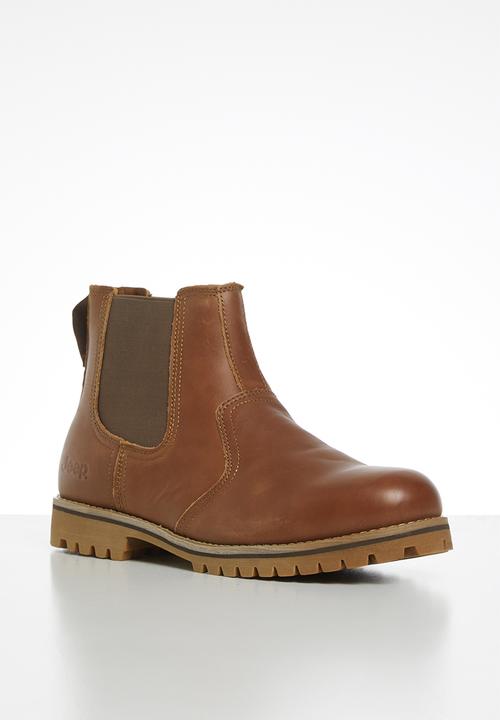 JEEP - Heavy cleat leather chelsea boot - tan