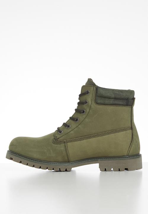 JEEP - Leather ruggered worker  boot - olive