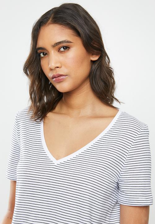 MANGO - T-shirt chalapi - white & black 