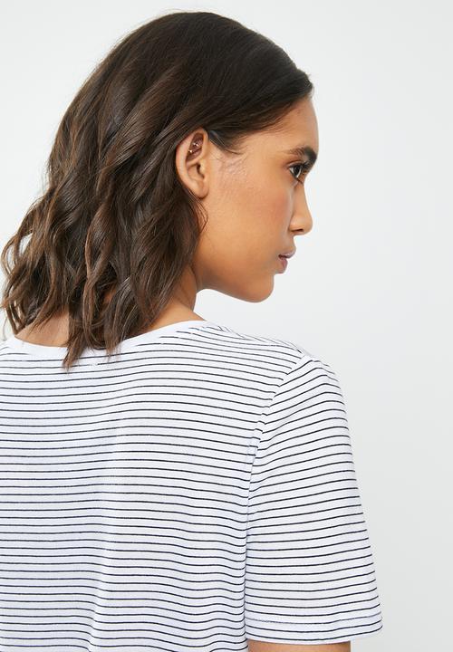 MANGO - T-shirt chalapi - white & black 