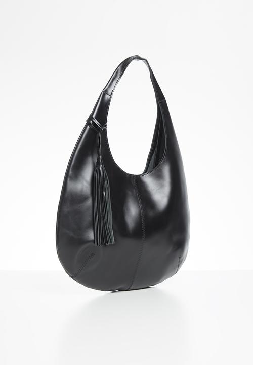 FSP Collection - Raw edge Sammy veg leather bag - black