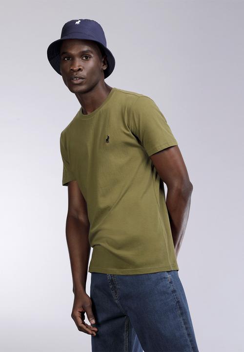 POLO - Mens Lucas plain crew neck T-shirt - olive