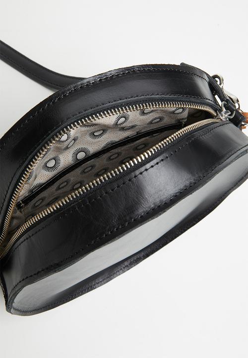 FSP Collection - Raw edge round veg leather bag - black