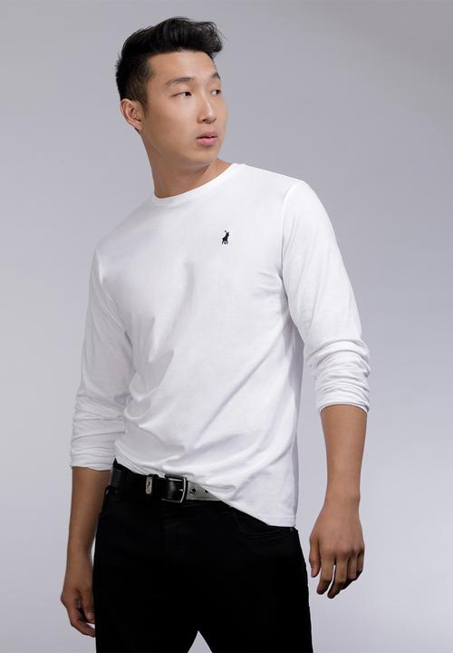 POLO - Mens Paul long sleeve crew neck T-shirt - white