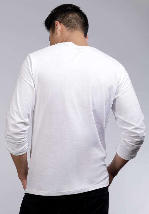 POLO - Mens Paul long sleeve crew neck T-shirt - white