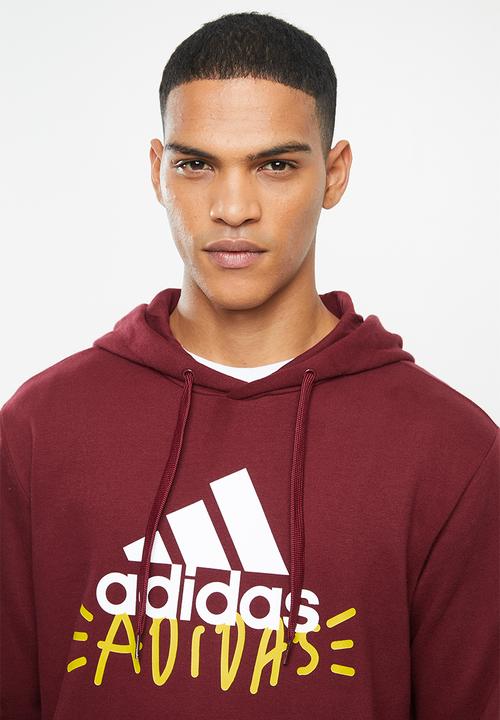adidas Performance - Graphic hoodie - burgundy