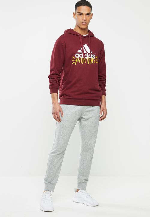 adidas Performance - Graphic hoodie - burgundy
