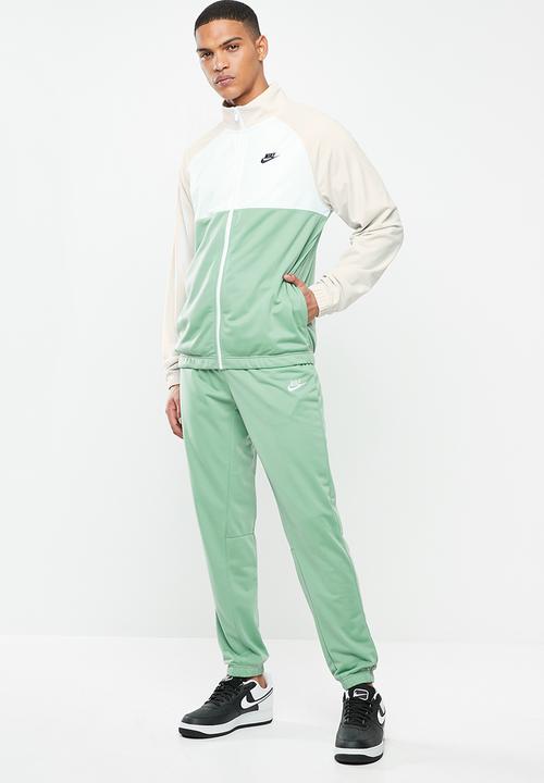 nike tracksuit green and white