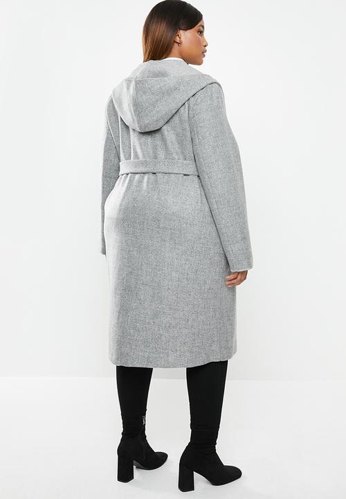 edit Plus - Hooden melton coat (plus) - grey 