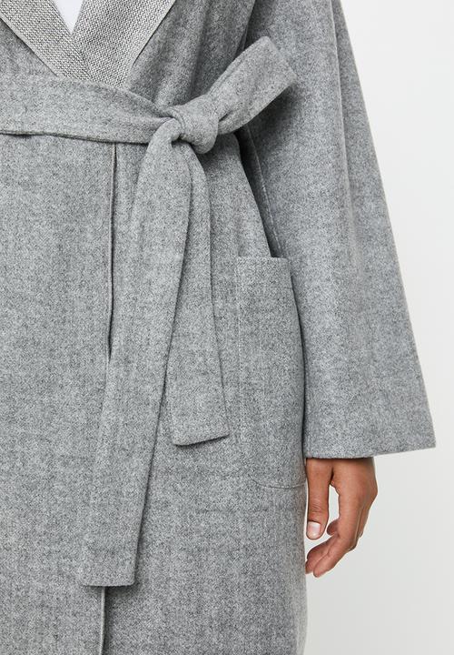 edit Plus - Hooden melton coat (plus) - grey 