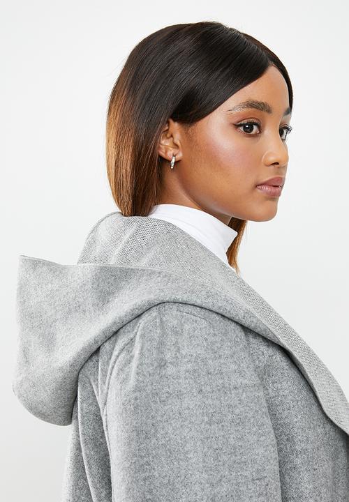 edit Plus - Hooden melton coat (plus) - grey 