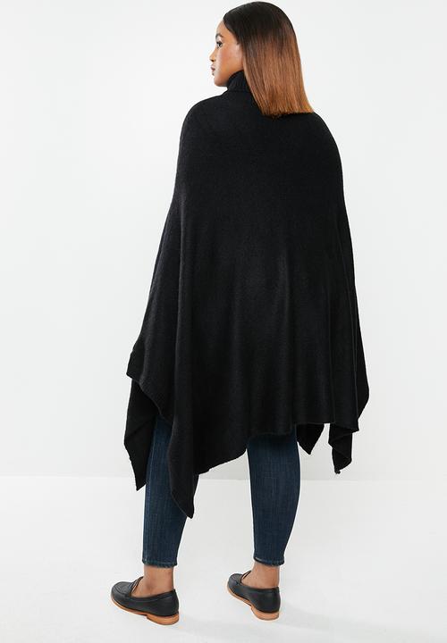 edit Plus - Plus rolled neck poncho - black