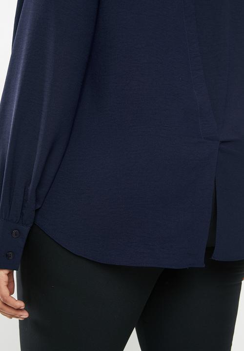 edit Plus - Cuffed shell blouse - navy