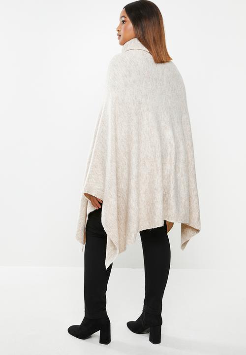 edit Plus - Plus rolled neck poncho - beige