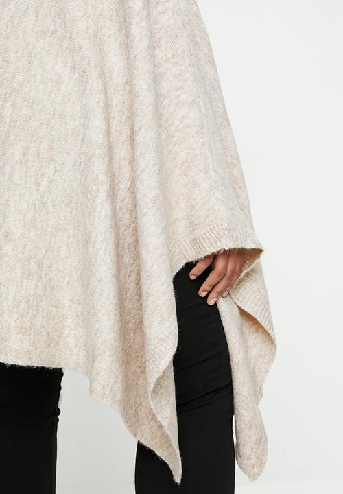 edit Plus - Plus rolled neck poncho - beige