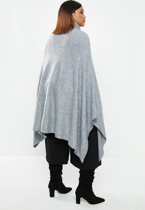 edit Plus - Plus rolled neck poncho - grey
