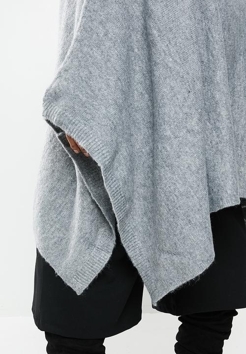 edit Plus - Plus rolled neck poncho - grey