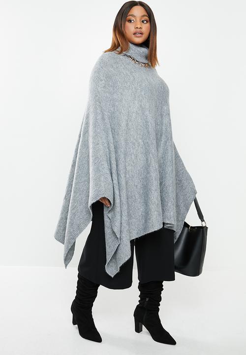 edit Plus - Plus rolled neck poncho - grey