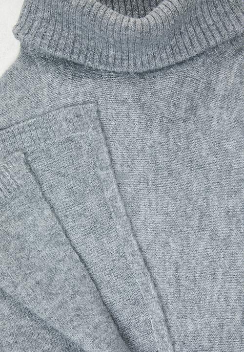 edit Plus - Plus rolled neck poncho - grey
