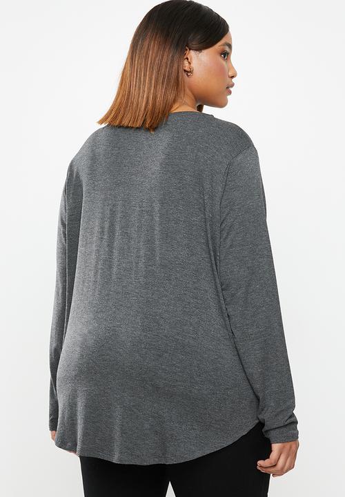 edit Plus - Curved hem basic tee - grey