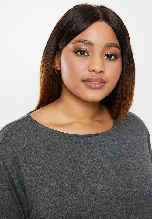 edit Plus - Curved hem basic tee - grey